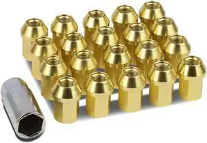 DNA Motoring LN-ZTL-9018-15-GD 20-Piece M12 x 1.5 Aluminum Alloy Wheel Lug Nuts + Deep Drive Extension (Gold)