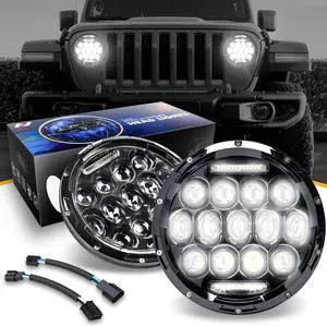NUVISION LIGHTING NVL-HL-003 Nuvision For 1997 to 2018 Jeep Wrangler/Wrangler JK TJ LJ CJ 2Pcs 7 inches LED DRL Bug Eye Projector Black Housing Headlights 14