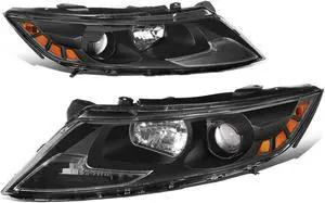 For 11-13 Optima Non-Hybrid Factory Style Black Housing Amber Corner Projector Headlight Lamps 12 2012