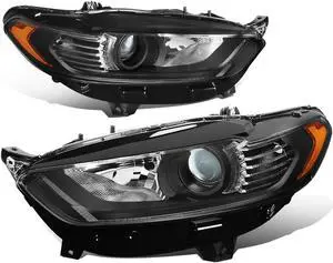 For 2013 to 2016 Ford Fusion Factory Style Halo LED Turn Signal Projector Black Housing Amber Corner Headlight Lamps 14 15