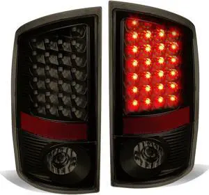 DNA Motoring TL-DRAM05-LED-BK-SM For 2002 to 2006 Dodge Ram 3rd Gen Pair of Black Housing Smoked Lens LED Brake Tail Lights 03 04 05 06