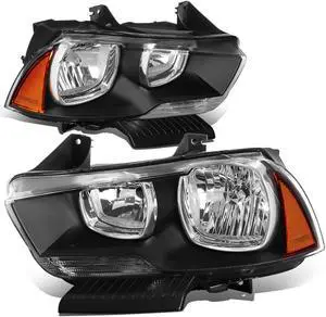 DNA Motoring HL-OH-CHA11-BK-AM For 2011 to 2014 Dodge Charger LX Pair Replacement Headlight Assembly Black Housing Amber Corner Headlamp 12 13