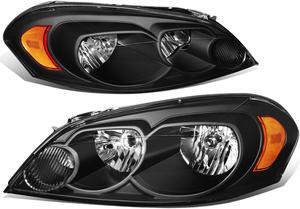 DNA Motoring HL-OH-CI06-BK-AM For 2006 to 2016 Chevy Impala Monte Carlo Headlight Assembly Black Housing Amber Corner Headlamp 07 08 09 10 11 12 13 14 15