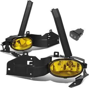 DNA Motoring FL-HA082D-AM For 2008 to 2010 Honda Accord Coupe Front Bumper Driving Fog Light+Bulbs+Switch Amber Lens 09