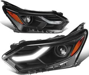 DNA Motoring HL-OH-CEQU18-BK-AM For 2018-2021 Chevy Equinox LED DRL Projector Headlight Lamp Black Housing Amber Corner 19 20