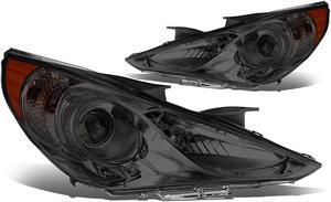 DNA Motoring HL-OH-HSON11-SM-AM For 2011 to 2014 Sonata Pair Projector Headlight Smoked Housing Amber Corner Headlamps 12 13 Left + Right