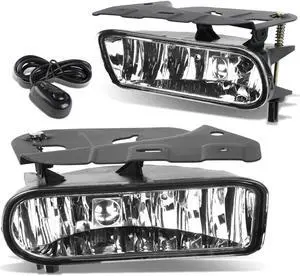DNA Motoring FL-ZTL-250-CH For 2002 to 2006 Cadillac Escalade EXT ESV Pair Bumper Driving Fog Light Lamp+Switch Clear Lens 03 04 05