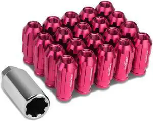 DNA Motoring LN-ZTL-9025-125-PK Open End Design 20-Piece M12 x 1.25 Aluminum Alloy Wheel Lug Nuts +1 X Deep Drive Extension (Pink)