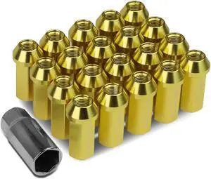 DNA Motoring LN-ZTL-9019-15-GD 20-Piece M12 x 1.5 Aluminum Alloy Wheel Lug Nuts + Deep Drive Extension (Gold)
