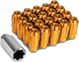 DNA Motoring LN-ZTL-9025-125-OR Open End Design 20-Piece M12 x 1.25 Aluminum Alloy Wheel Lug Nuts +1 X Deep Drive Extension (Orange)