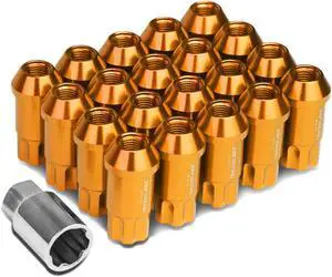 DNA Motoring LN-ZTL-9024-125-OR Open Ended Style 20-Piece M12 x 1.25 Aluminum Alloy Wheel Lug Nuts +1 X Deep Drive Extension (Orange)