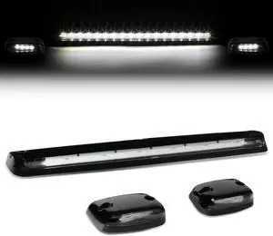 DNA Motoring CBL-CSIL07-BK-W For 2007 to 2013 Chevy Silverado / GMC Sierra GMT900 LED Cab Roof Center Light + Pair Side Lamps (Black Housing White LED) 09 10 11 12