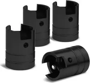 DNA Motoring VCAP-ZTL-9010-BK 15mm Piston Style Anodized Aluminum Black Tire Valve Stem Caps (Pack of 4)