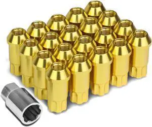 DNA Motoring LN-ZTL-9024-125-GD Open Ended Style 20-Piece M12 x 1.25 Aluminum Alloy Wheel Lug Nuts +1 X Deep Drive Extension (Gold)