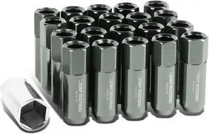 DNA Motoring LG-T888-15-GM 20-Piece M12 x 1.5 Aluminum Alloy Wheel Lug Nuts+Adapter Key (Gun Mental)