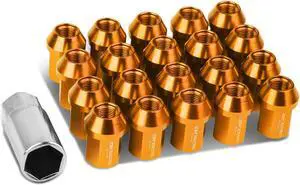 DNA Motoring LN-ZTL-9018-125-OR 20-Piece M12 x 1.25 Aluminum Alloy Wheel Lug Nuts + Deep Drive Extension (Orange)