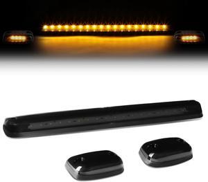 DNA Motoring CBL-CSIL07-SM-Y For 2007 to 2013 Chevy Silverado / GMC Sierra GMT900 LED Cab Roof Center Light + Pair Side Lamps (Smoked Housing Yellow LED) 09 10 11 12