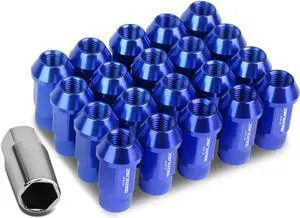 DNA Motoring LN-ZTL-9021-15-BL M12 x 1.5 Open End 20-Piece Aluminum Alloy Wheel Lug Nuts + Deep Drive Extension (Blue)