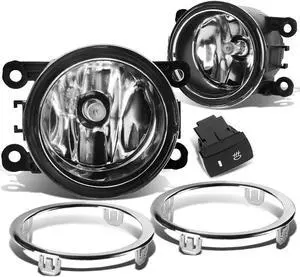 DNA Motoring FL-ZTL-185-CH For 2012 to 2015 Honda Pilot Pair Front Bumper Driving Fog Light Lamp+Bezel+Switch Clear Lens 13 14