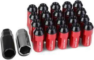 DNA Motoring LN-ZTL-9027-125-RD 20-Piece M12 x 1.25 Aluminum Alloy Wheel Lug Nuts +2 X Deep Drive Extension (Red)