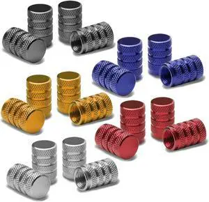 DNA Motoring VCAP-RT-159-BL Alloy Coated Thread Aluminum Royal Blue Chrome Tire Valve Stem Caps (Pack of 4)