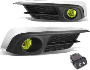 DNA Motoring FL-ZTL-233-AM For 2016 to 2017 Honda Civic Coupe / Sedan Pair Bumper Driving Fog Light Lamp+Switch Amber Lens