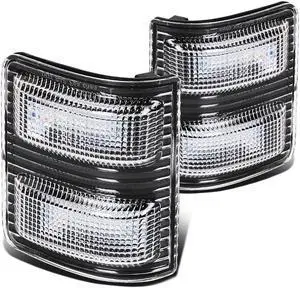 DNA Motoring MLEDL-001-BK-AM For 2008 to 2016 Ford Super Duty Black Housing Towing Side Mirror Turn Signal Light (Amber LED) 09 10 11 12 13 14 15