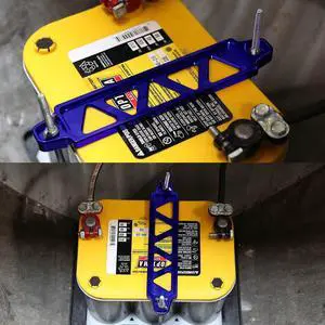 DNA Motoring BATT-LONG-BL 190mm/220mm Billet Aluminum Battery Tie Down Mount Bracket (Blue)