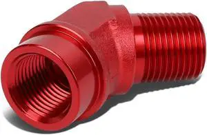 DNA Motoring FT-1-9017-08-RD 1/2" NPT Male 45 Degree to 1/2" Female Hose Port Aluminum Finish Adapter (Red)