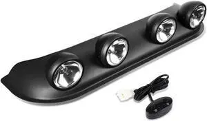 DNA Motoring FL-ZTL-249-CH Universal Black Frame Clear Lens Roof Mounted Fog Light + Bulbs + Switch