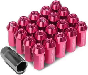 DNA Motoring LN-ZTL-9019-15-PK 20-Piece M12 x 1.5 Aluminum Alloy Wheel Lug Nuts + Deep Drive Extension (Pink)
