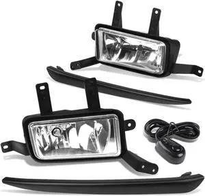 DNA Motoring FL-ZTL-253-CH For 2015 to 2018 Chevy Suburban Tahoe Pair Bumper Driving Fog Light Lamp+Black Bezel+Switch Clear Lens 16 17