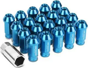 DNA Motoring LG-T777-15-LB 20-Piece M12 x 1.5 Extended Aluminum Alloy Wheel Lug Nuts+Adapter Key (Light Blue)