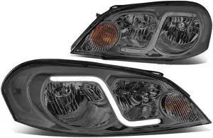 DNA Motoring HL-LB-CI06-SM-CL1 For 2006 to 2016 Chevy Monte Carlo Impala Limited LED DRL Light Bar Headlight Smoked Housing Clear Corner Headlamp 07 08 09 10 11 12 13 14 15