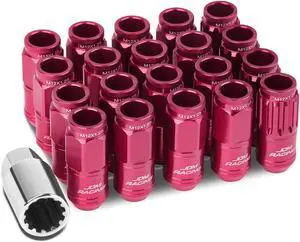 DNA Motoring LN-ZTL-9015-125-PK 16-Piece M12 x 1.25 Aluminum Alloy Wheel Lug Nuts + 4 x Lock Nut + 1 x Lock Nut Key (Pink)
