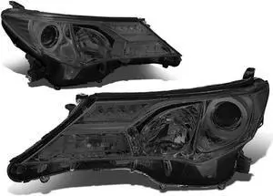 DNA Motoring HL-OH-TRAV413-SM-CL1 For 2013 to 2015 Toyota Rav4 XA40 Pair Projector Headlight Smoked Housing Clear Corner Headlamps 14 Left + Right