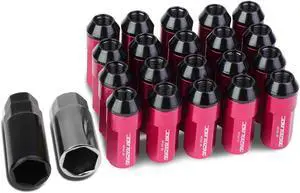 DNA Motoring LN-ZTL-9027-125-PK 20-Piece M12 x 1.25 Aluminum Alloy Wheel Lug Nuts +2 X Deep Drive Extension (Pink)
