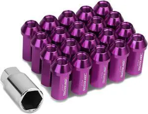 DNA Motoring LN-ZTL-9019-125-PP 20-Piece M12 x 1.25 Aluminum Alloy Wheel Lug Nuts +1 X Deep Drive Extension (Purple)