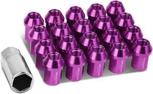 DNA Motoring LN-ZTL-9018-125-PP 20-Piece M12 x 1.25 Aluminum Alloy Wheel Lug Nuts + Deep Drive Extension (Purple)