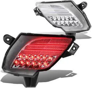 DNA Motoring FRL-CX5-LED-CH For 2013 to 2016 Mazda CX5 Pair Rear Bumper LED Reflector Tail Brake Fog Lights (Clear Housing) 14 15