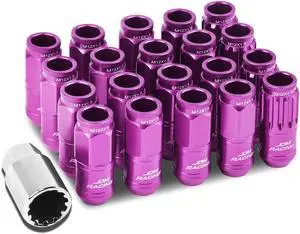 DNA Motoring LN-ZTL-9015-15-PP 16-Piece M12 x 1.5 Aluminum Alloy Wheel Lug Nuts + 4 x Lock Nut + 1 x Lock Nut Key (Purple)