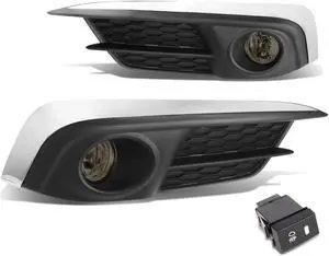 DNA Motoring FL-ZTL-233-SM For 2016 to 2017 Honda Civic Coupe / Sedan Pair Bumper Driving Fog Light Lamp+Switch Smoked Lens