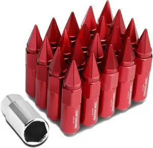 DNA Motoring LN-ZTL-9031-15-RD 20-Piece M12 x 1.5 Open/Closed End Aluminum Alloy Wheel Lug Nuts +1 X Deep Drive Extension (Red)