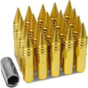 DNA Motoring LN-ZTL-9030-15-GD 20-Piece M12 x 1.5 Aluminum Alloy Wheel Lug Nuts + Deep Drive Extension (Gold)