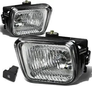 DNA Motoring FL-HC96-CH For 1996 to 1998 Honda Civic Front Bumper Driving Fog Light+Bulbs+Switch Clear Lens 6th Gen EJ EM EK D16 97