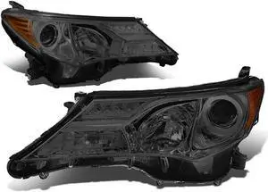 DNA Motoring HL-OH-TRAV413-SM-AM For 2013 to 2015 Toyota Rav4 XA40 Pair Projector Headlight Smoked Housing Amber Corner Headlamps 14 Left + Right