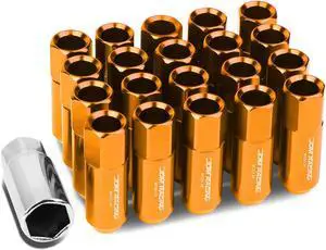 DNA Motoring LG-T888-125-OR 20-Piece M12 x 1.25 Aluminum Alloy Wheel Lug Nuts + Deep Drive Extension (Orange)