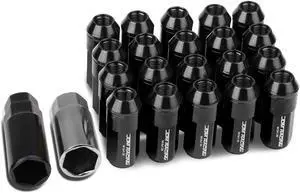 DNA Motoring LN-ZTL-9027-125-BK 20-Piece M12 x 1.25 Aluminum Alloy Wheel Lug Nuts +2 X Deep Drive Extension (Black)