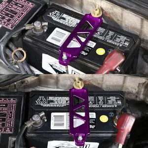 DNA Motoring BATT-SHORT-PP 145mm/170mm Billet Aluminum Battery Tie Down Mount Bracket (Purple)