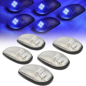 DNA Motoring CBL-DR99-CH-B For 1999 to 2001 Dodge Ram 1500 2500 3500 BE 5 X LED Cab Roof Top Lights (Chrome Housing Blue LED) 00